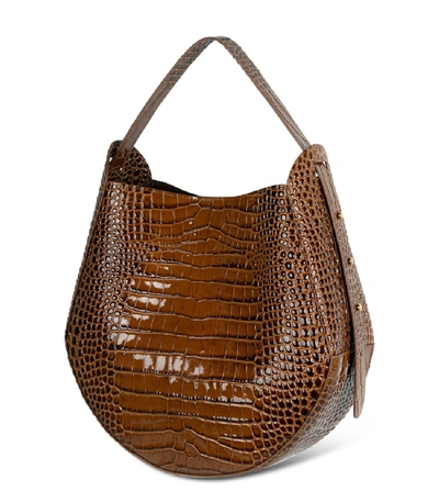 Shop Wandler Corsa Croco Tote In Toffee In Broen