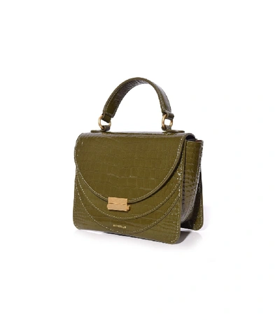 Shop Wandler Luna Mini Croco Bag In Olive In Green