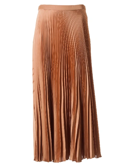 Shop Stella Mccartney Pleated Long Skirt In Soft Camel