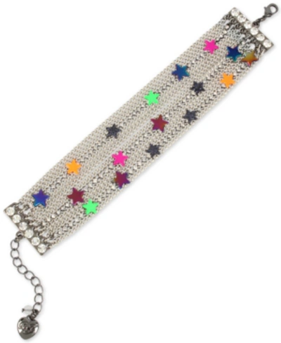 Shop Betsey Johnson Multi-tone Neon Star Multi-row Chain Bracelet