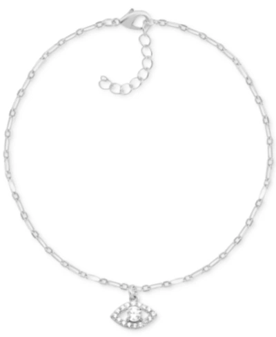 Essentials And Now This Crystal Evil Eye Anklet In Silver-plate In Silver