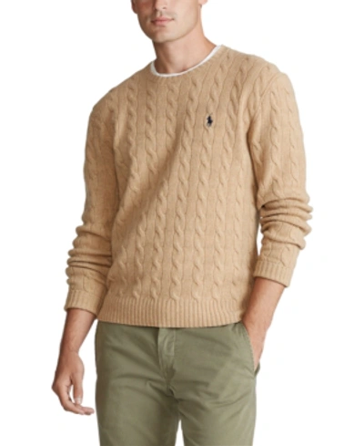 Shop Polo Ralph Lauren Men's Cashmere Wool Blend Cable-knit Sweater In Camel Melange