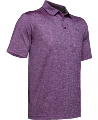 Shop Under Armour Men's Heathered Playoff Polo In Optic Purple