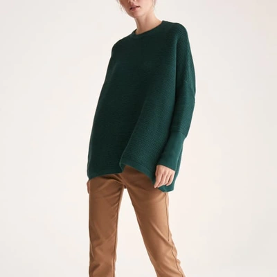 Shop Paisie Ribbed Jumper In Dark Green