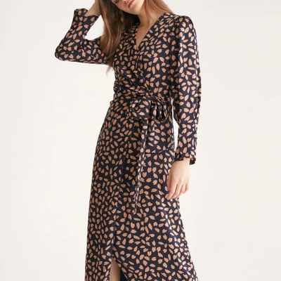 Shop Paisie Petal Print Maxi Wrap Dress In Navy Petal Print