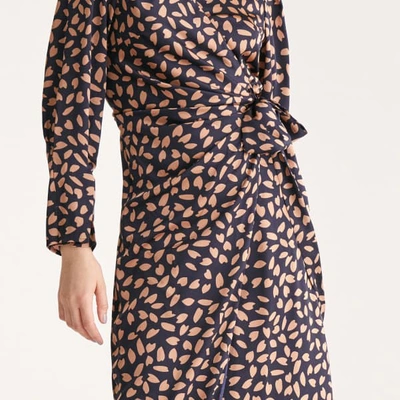 Shop Paisie Petal Print Maxi Wrap Dress In Navy Petal Print