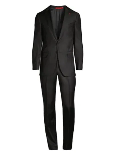 Shop Isaia New Sanita Basic Wool Suit In Black