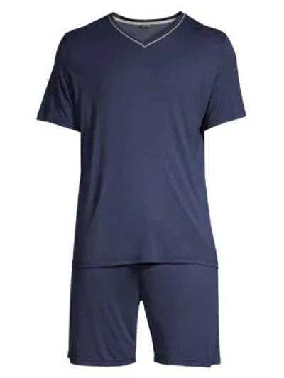 Shop Hom Relax 2-piece T-shirt & Shorts Pajama Set In Navy