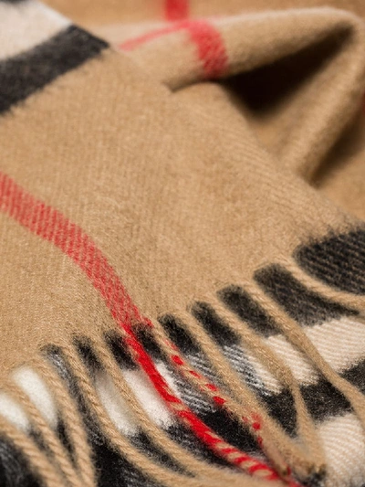 Shop Burberry Beige, Red And Black Vintage Check Cashmere Scarf In Brown