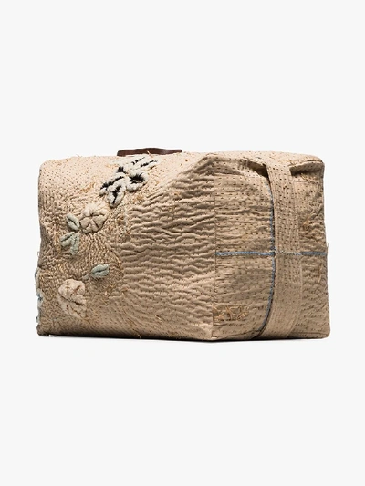 Shop By Walid Beige Tapestry Embroidered Cotton Messenger Bag In Neutrals