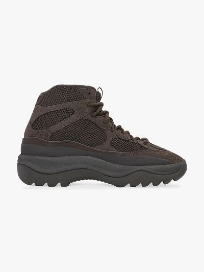 Adidas Originals Adidas Yeezy Brown High Top Suede Desert Boot Sneakers In Brown