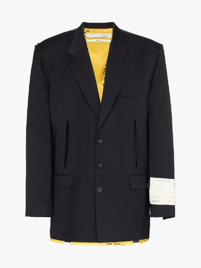 Shop Off-white Deconstructed Wool Blazer In Black