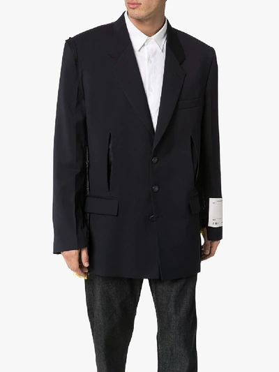 Shop Off-white Deconstructed Wool Blazer In Black