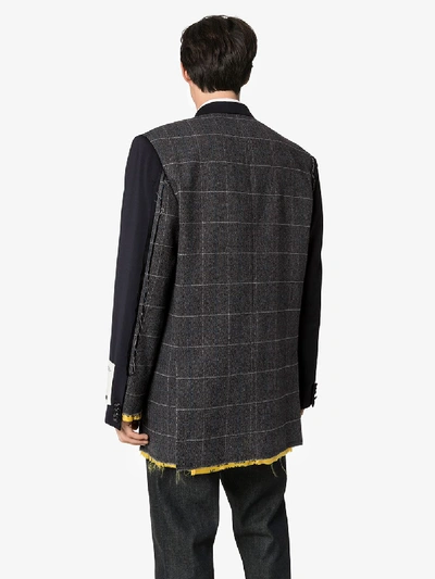 Shop Off-white Deconstructed Wool Blazer In Black