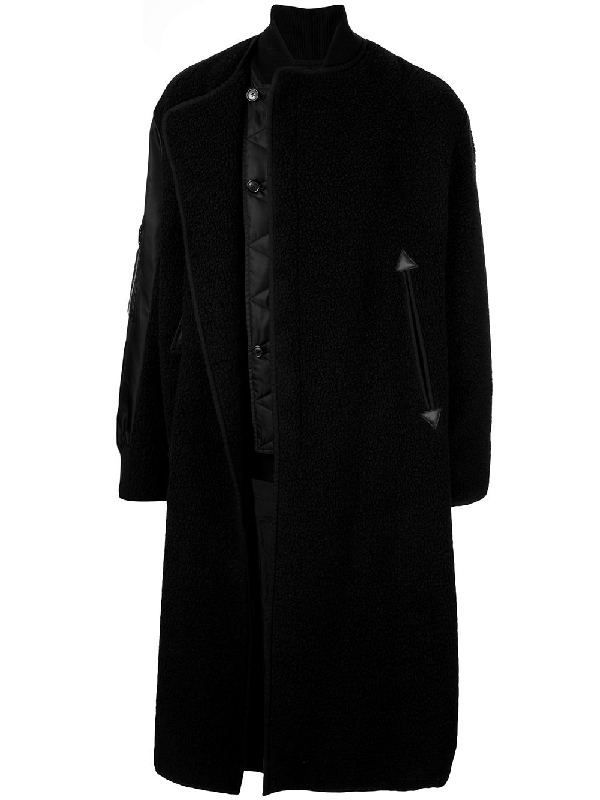 System Deconstructed Layered Midi Coat In Black | ModeSens