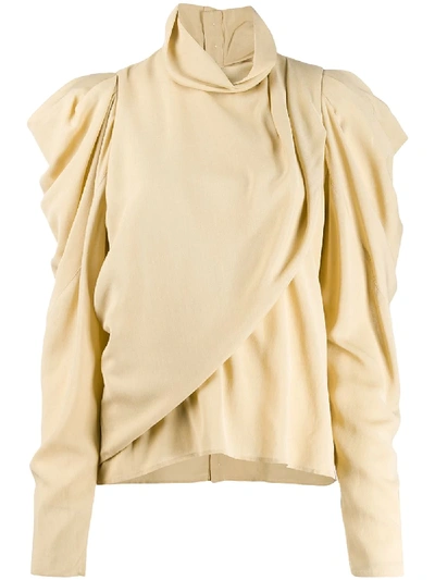 Shop Lemaire Draped Front Blouse  In 233 Straw