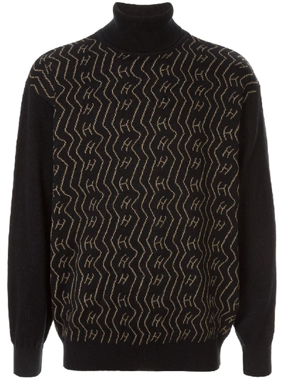 Pre-owned Hermes Intarsia Logo Jumper In Black