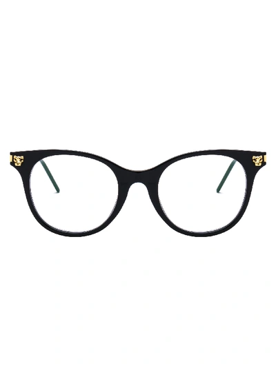 Shop Cartier Glasses In Black Gold Transparent