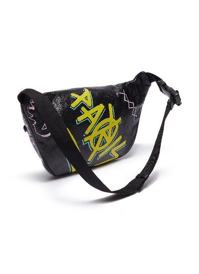 Shop Balenciaga 'explorer Graffiti' Print Leather Bum Bag