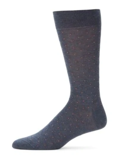 Shop Marcoliani Men's Pin-dot Pima Cotton Socks In Indigo