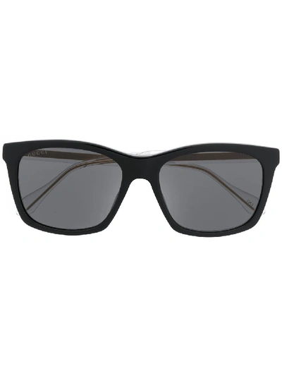 Shop Gucci Stripe Sunglasses In Black