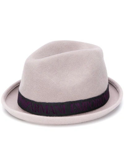 Shop Emporio Armani Upturned-brim Logo Hat In Grey