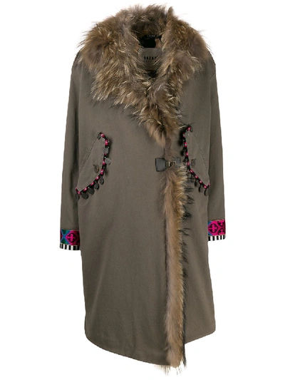 Shop Bazar Deluxe Faux Fur Trim Wrap Coat In Grey