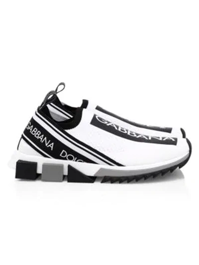 Shop Dolce & Gabbana Men's Sorrento Logo Slip-on Sneakers In White Black