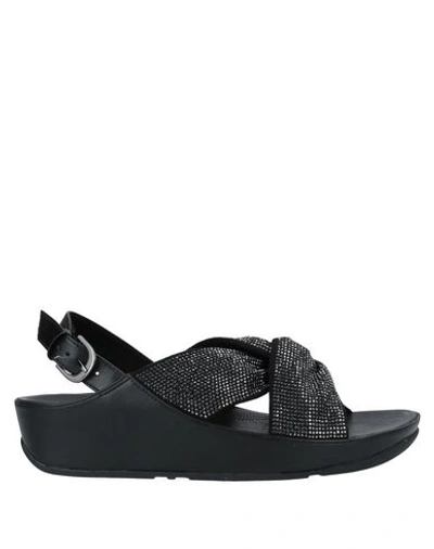 Shop Fitflop Woman Sandals Black Size 8.5 Textile Fibers