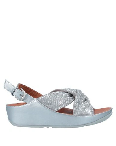 Shop Fitflop Woman Sandals Silver Size 5 Textile Fibers