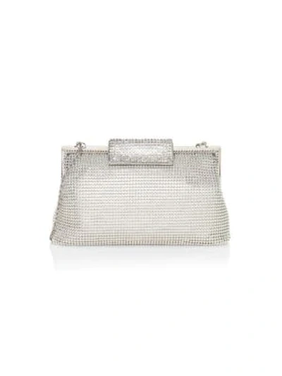 Shop Whiting & Davis Crystal Clasp Metal Mesh Clutch In Silver