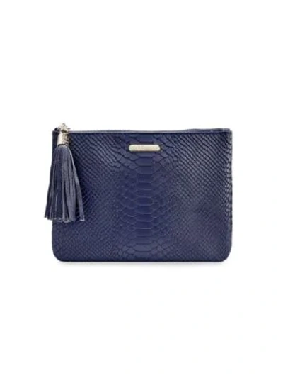 Shop Gigi New York Women's All-in-one Python-embossed Leather Clutch In Ocean