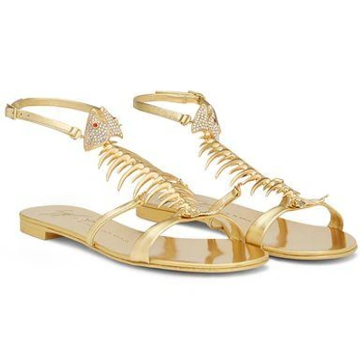 Shop Giuseppe Zanotti Slim Sandals In Gold