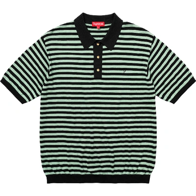 Pre-owned Supreme  Striped Knit Polo Light Sage