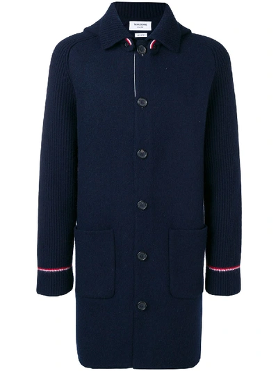 Shop Thom Browne Wool Coat In Blue