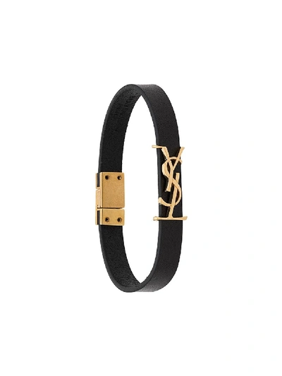 Shop Saint Laurent Bracelet Decorated With Interlaced Metal In Black