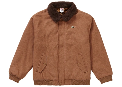Pre-owned Supreme  Lacoste Wool Bomber Jacket Tan