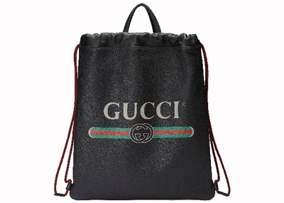 Pre-owned Gucci  Drawstring Backpack Vintage Logo Black