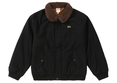 Pre-owned Supreme  Lacoste Wool Bomber Jacket Black