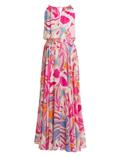 Shop Emilio Pucci Women's Silk Chiffon Halter Maxi Dress In Fuchsia