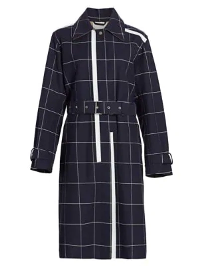 Shop 3.1 Phillip Lim Windowpane Check Trench Coat In Navy Ivory