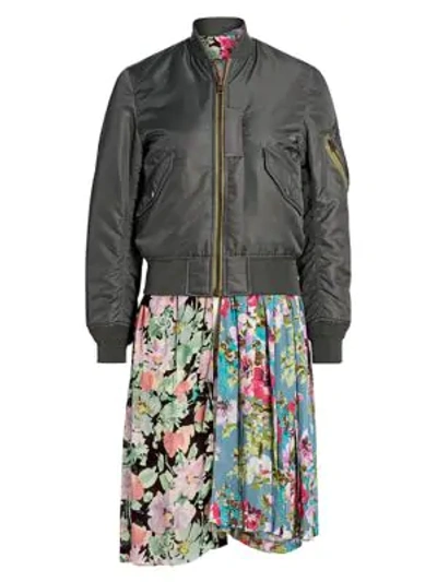 Shop Junya Watanabe Women's Reversible Mixed Media Floral Bomber Jacket In Neutral