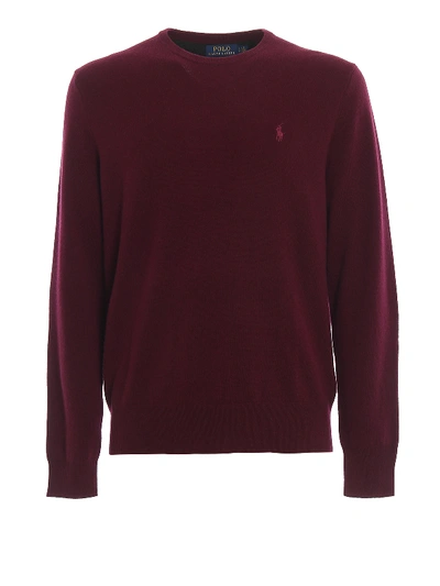 Shop Polo Ralph Lauren Merino Wool Crew Neck Sweater In Dark Red
