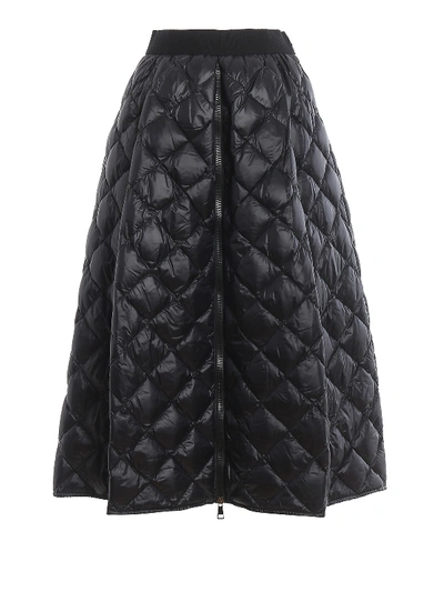 Shop Moncler Black Quilted Nylon Skirt