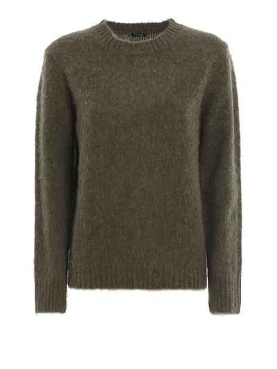 Shop Aspesi Moss Green Brushed Shetland Wool Sweater