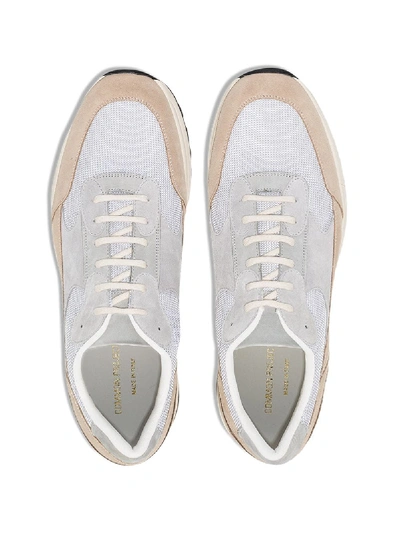 Shop Common Projects Grey Track Low Top Leather Sneakers