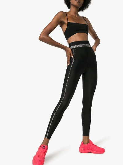 Shop Adam Selman Sport Racer Embellished Leggings In Black