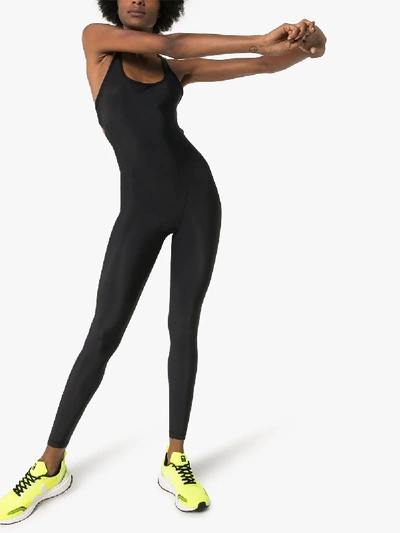 Shop Adam Selman Sport French-cut Jumpsuit In Black