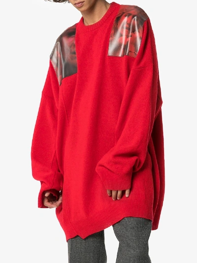 Shop Raf Simons Photographic Print Wool Sweater In Red