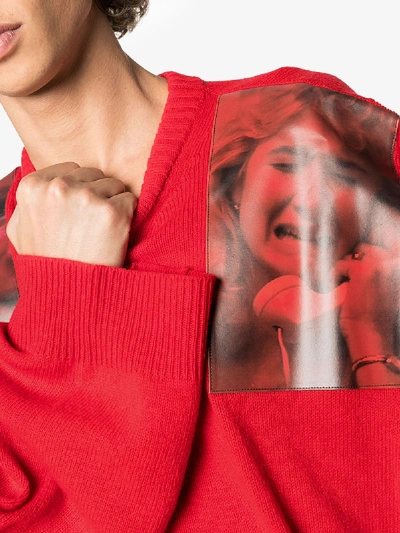 Shop Raf Simons Photographic Print Wool Sweater In Red